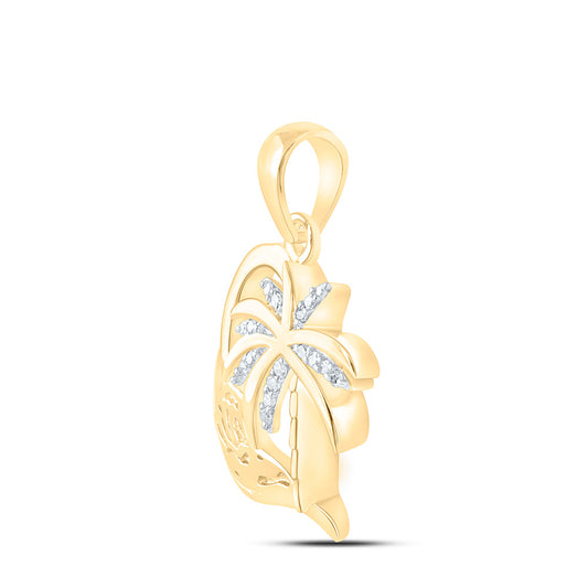 10K Yellow Gold 1/20 Cttw Natural Diamond Nk Gift Tree Heart Pendant