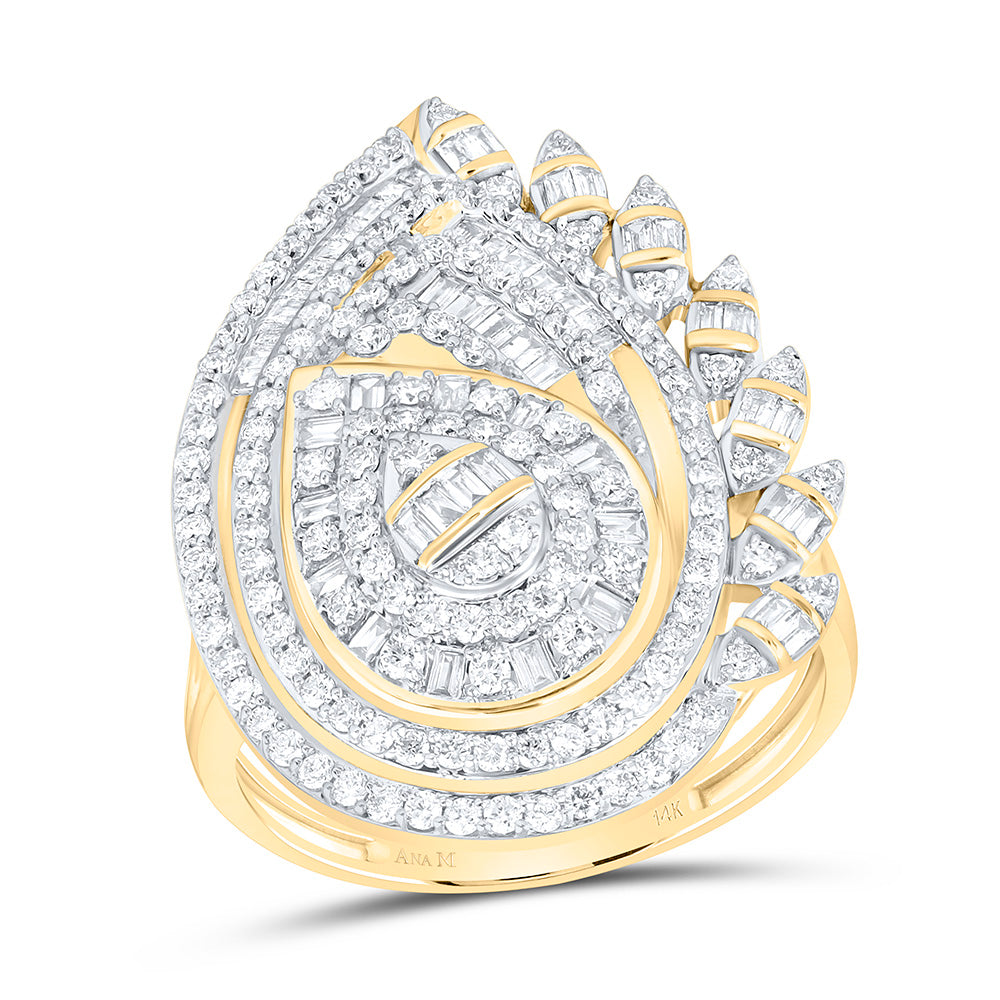 14K Yellow Gold 1Ctw Natural Diamond Ana M Fashion Pear Ring