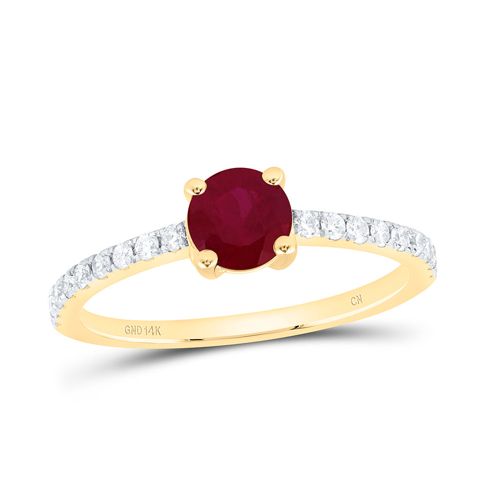 14K Yellow Or White Gold 1/5 Cttw Natural Diamond Cn 5Mm Round Natural Gem Round Bridal Anniversary Wedding Engagement Band Ring