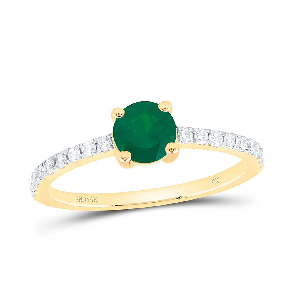 14K Yellow Or White Gold 1/5 Cttw Natural Diamond Cn 5Mm Round Natural Gem Round Bridal Anniversary Wedding Engagement Band Ring