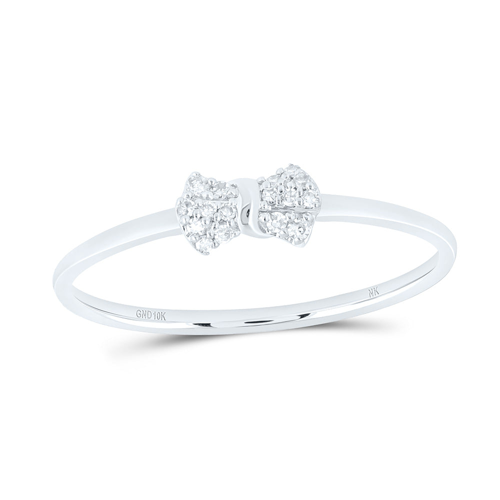 10K Yellow Or White Gold 1/20 Cttw Natural Diamond Nk Gift Bow Bridal Anniversary Wedding Engagement Band Ring