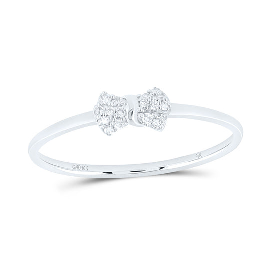 10K Yellow Or White Gold 1/20 Cttw Natural Diamond Nk Gift Bow Bridal Anniversary Wedding Engagement Band Ring