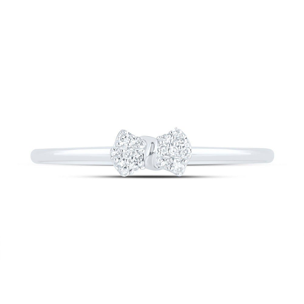 10K Yellow Or White Gold 1/20 Cttw Natural Diamond Nk Gift Bow Bridal Anniversary Wedding Engagement Band Ring
