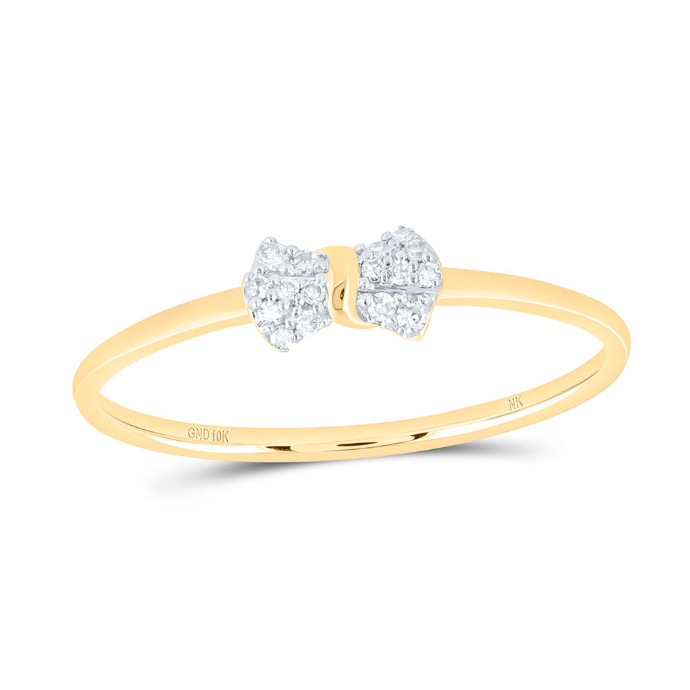 10K Yellow Or White Gold 1/20 Cttw Natural Diamond Nk Gift Bow Bridal Anniversary Wedding Engagement Band Ring