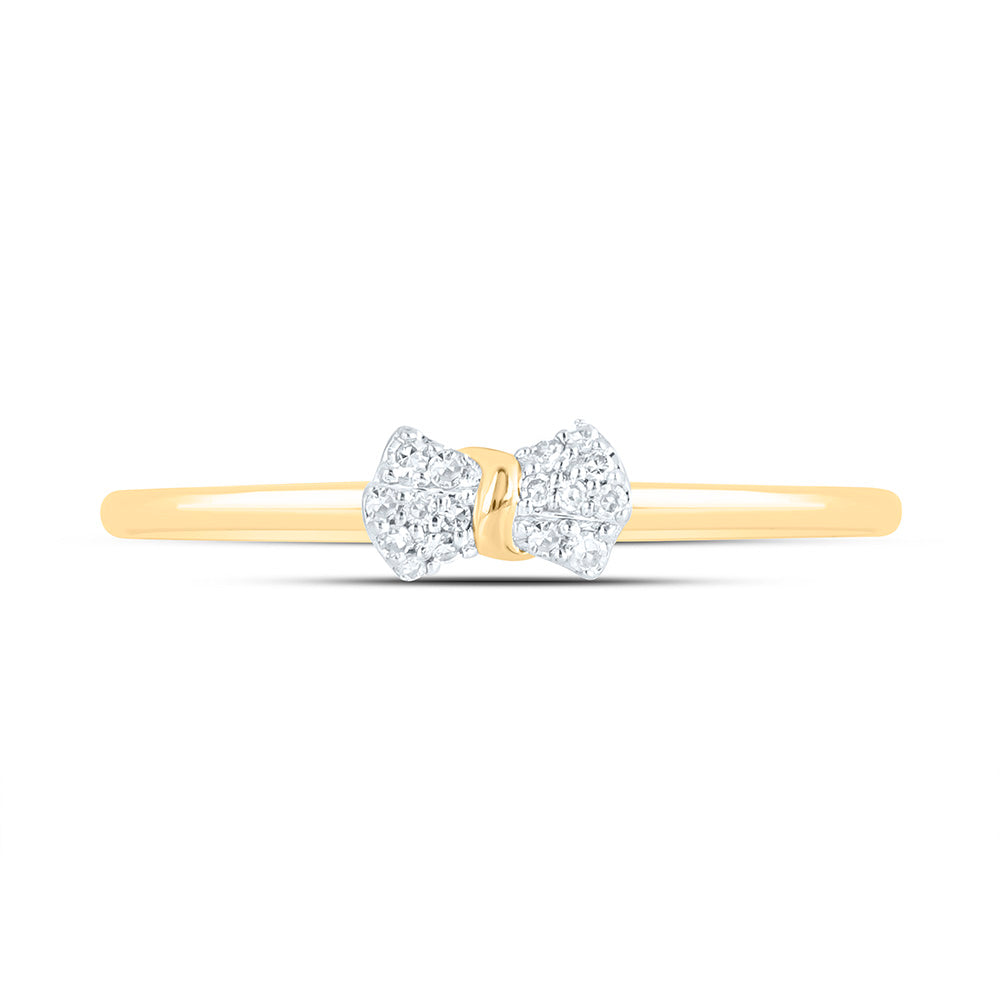 10K Yellow Or White Gold 1/20 Cttw Natural Diamond Nk Gift Bow Bridal Anniversary Wedding Engagement Band Ring