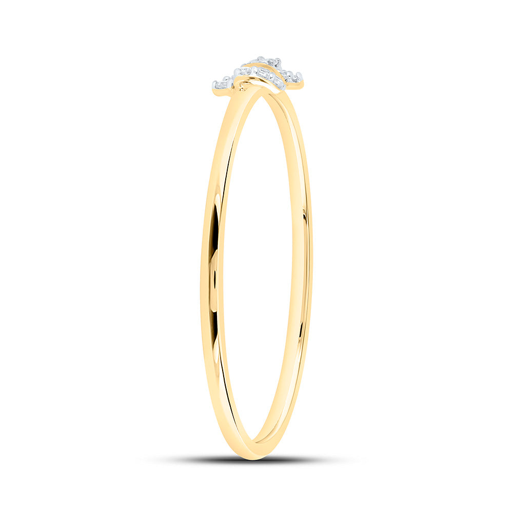 10K Yellow Or White Gold 1/20 Cttw Natural Diamond Nk Gift Bow Bridal Anniversary Wedding Engagement Band Ring