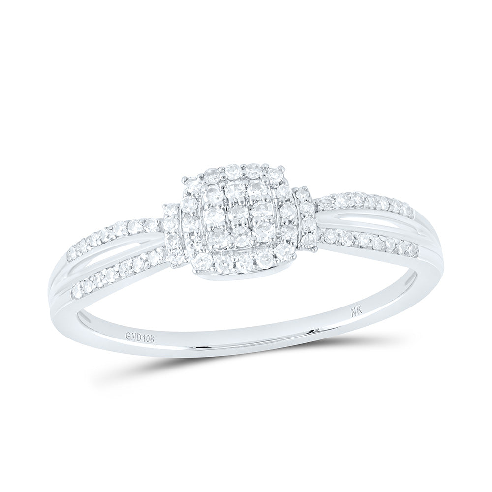 10K Yellow Or White Gold 1/6 Cttw Natural Diamond Nk Fashion Cushion Bridal Anniversary Wedding Engagement Band Ring