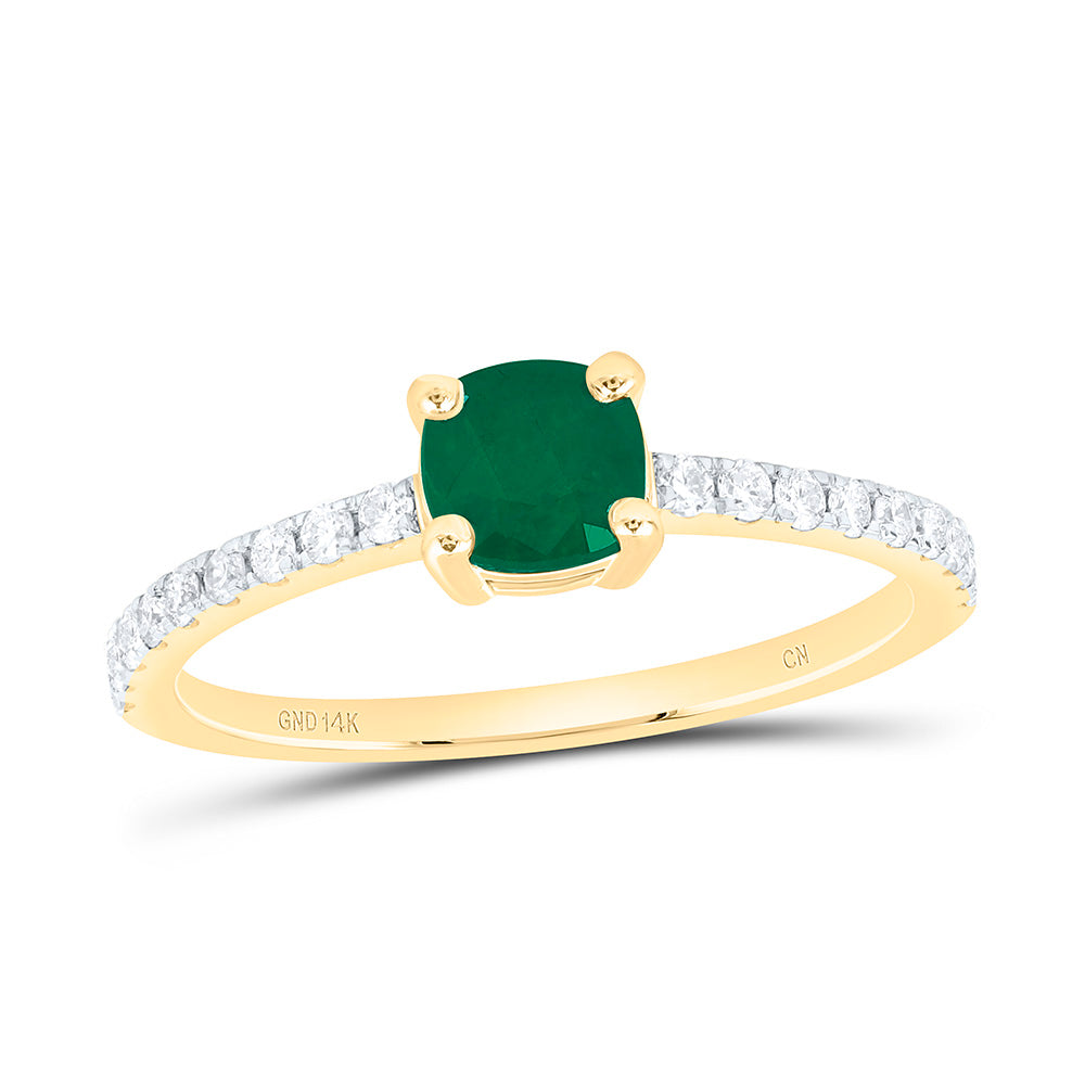 14K Yellow Gold 1/5 Cttw Natural Diamond Cn 4.9Mm Cushion Natural Gem Cushion Bridal Anniversary Wedding Engagement Band Ring