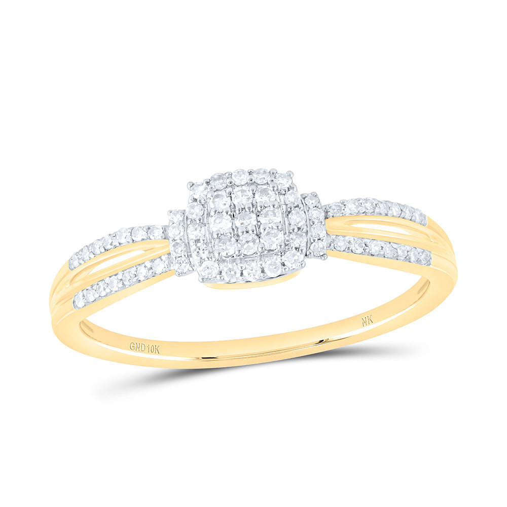 10K Yellow Or White Gold 1/6 Cttw Natural Diamond Nk Fashion Cushion Bridal Anniversary Wedding Engagement Band Ring
