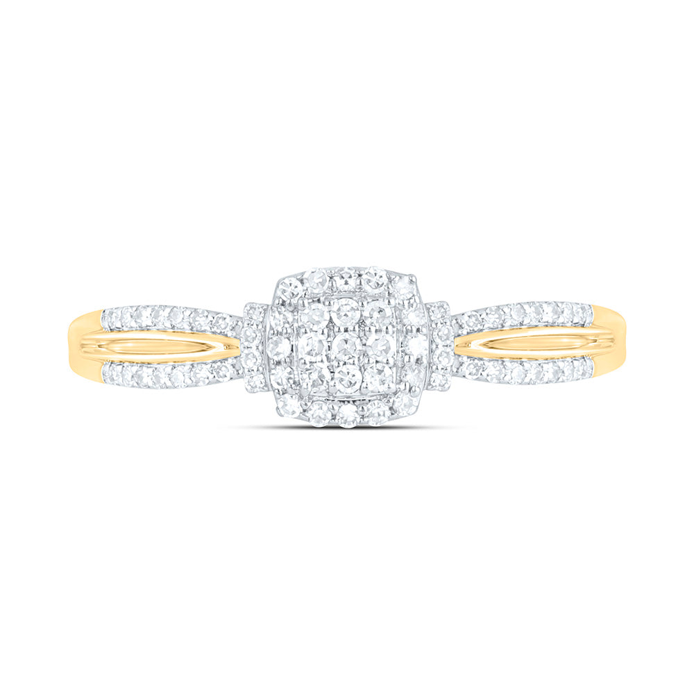 10K Yellow Or White Gold 1/6 Cttw Natural Diamond Nk Fashion Cushion Bridal Anniversary Wedding Engagement Band Ring