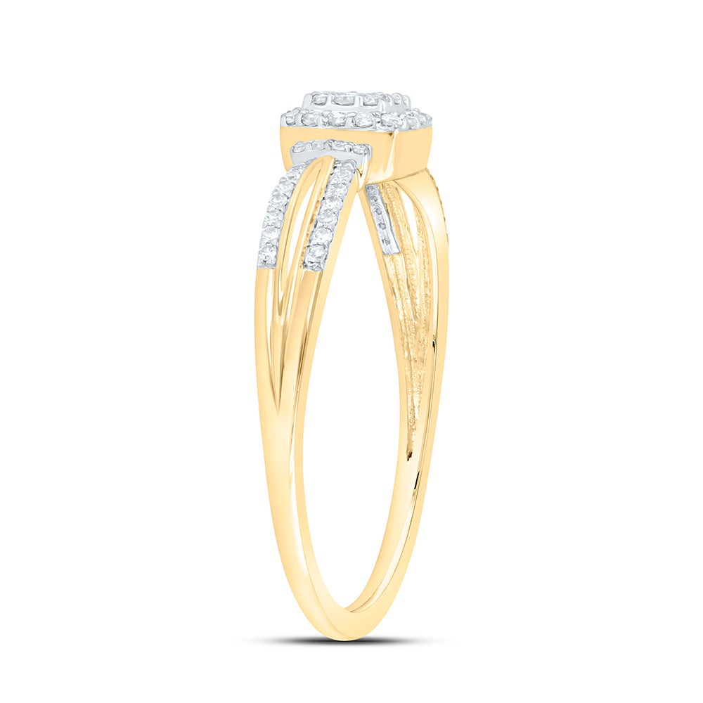 10K Yellow Or White Gold 1/6 Cttw Natural Diamond Nk Fashion Cushion Bridal Anniversary Wedding Engagement Band Ring