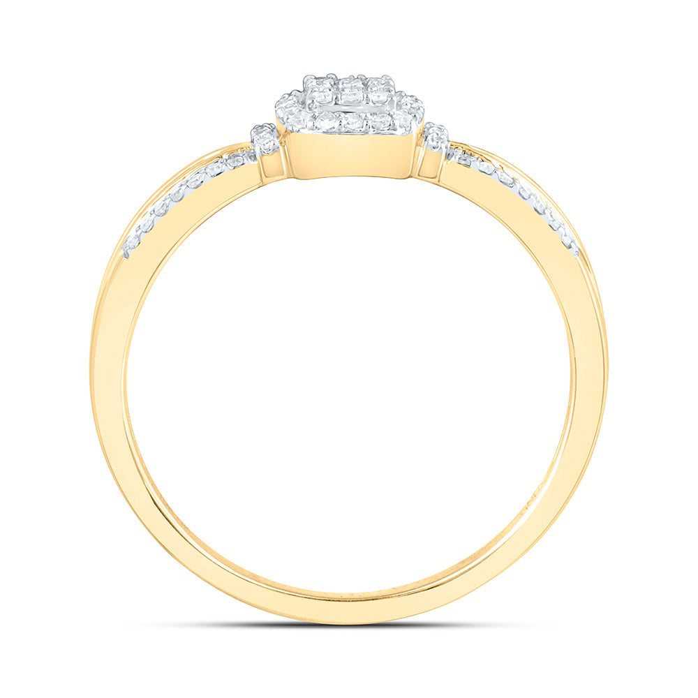 10K Yellow Or White Gold 1/6 Cttw Natural Diamond Nk Fashion Cushion Bridal Anniversary Wedding Engagement Band Ring