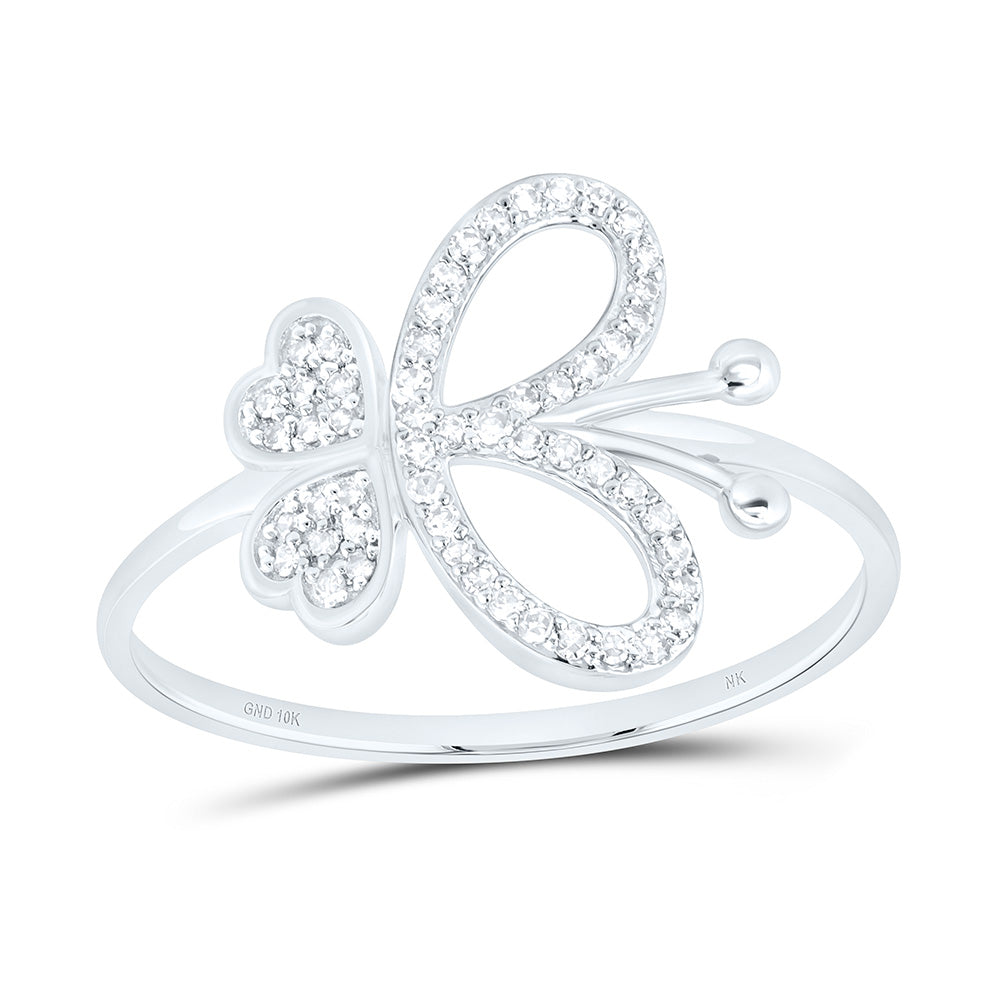 10K Yellow Or White Gold 1/6 Cttw Natural Diamond Nk Fashion Butterfly Bridal Anniversary Wedding Engagement Band Ring