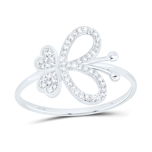 10K Yellow Or White Gold 1/6 Cttw Natural Diamond Nk Fashion Butterfly Bridal Anniversary Wedding Engagement Band Ring