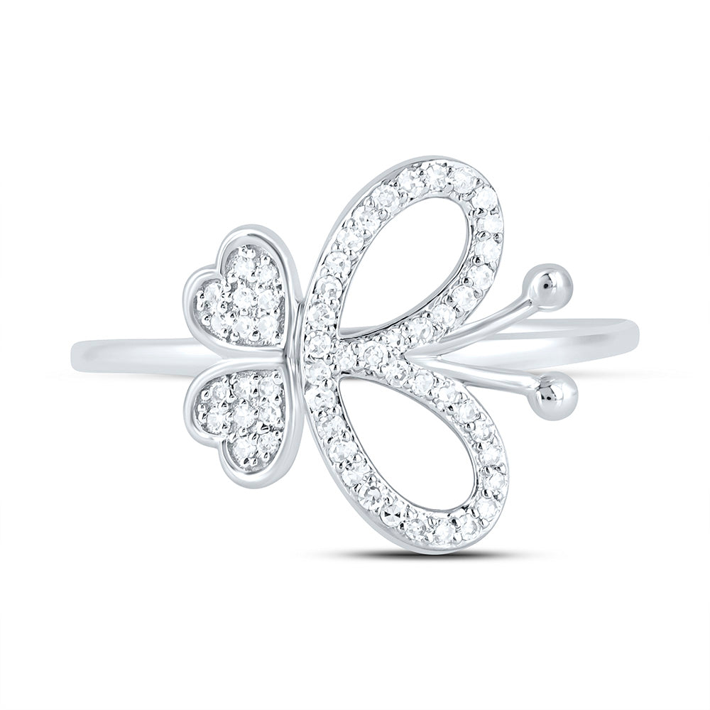 10K Yellow Or White Gold 1/6 Cttw Natural Diamond Nk Fashion Butterfly Bridal Anniversary Wedding Engagement Band Ring