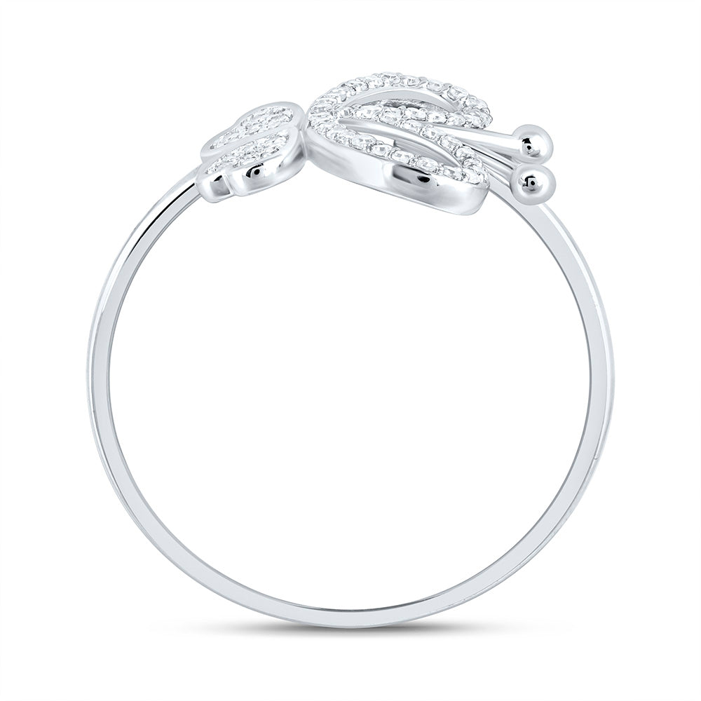 10K Yellow Or White Gold 1/6 Cttw Natural Diamond Nk Fashion Butterfly Bridal Anniversary Wedding Engagement Band Ring