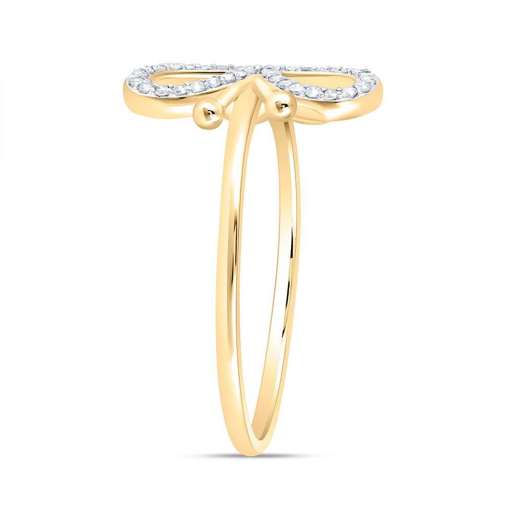 10K Yellow Or White Gold 1/6 Cttw Natural Diamond Nk Fashion Butterfly Bridal Anniversary Wedding Engagement Band Ring