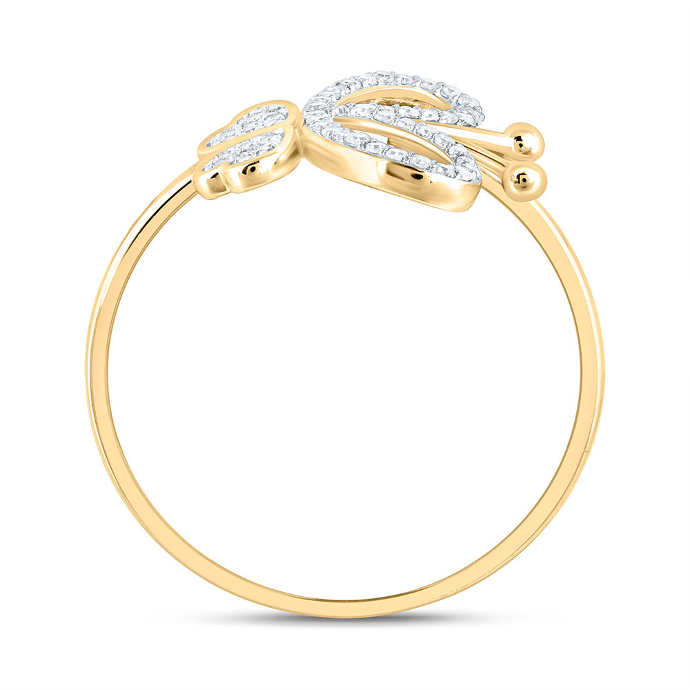 10K Yellow Or White Gold 1/6 Cttw Natural Diamond Nk Fashion Butterfly Bridal Anniversary Wedding Engagement Band Ring