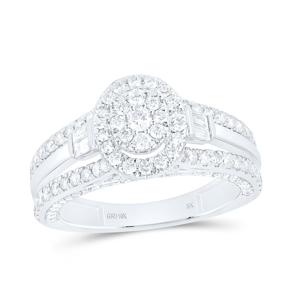 10K Yellow Or White Gold 1 1/3 Cttw Natural Diamond Nk Fashion Oval Bridal Anniversary Wedding Engagement Band Ring