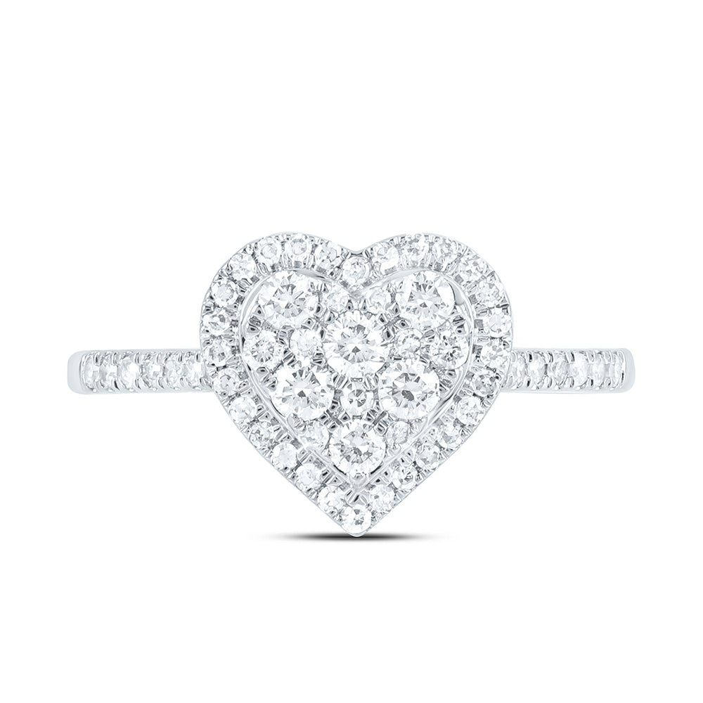 10K Yellow Or White Gold 1/2 Cttw Natural Diamond Nk Fashion Heart Bridal Anniversary Wedding Engagement Band Ring