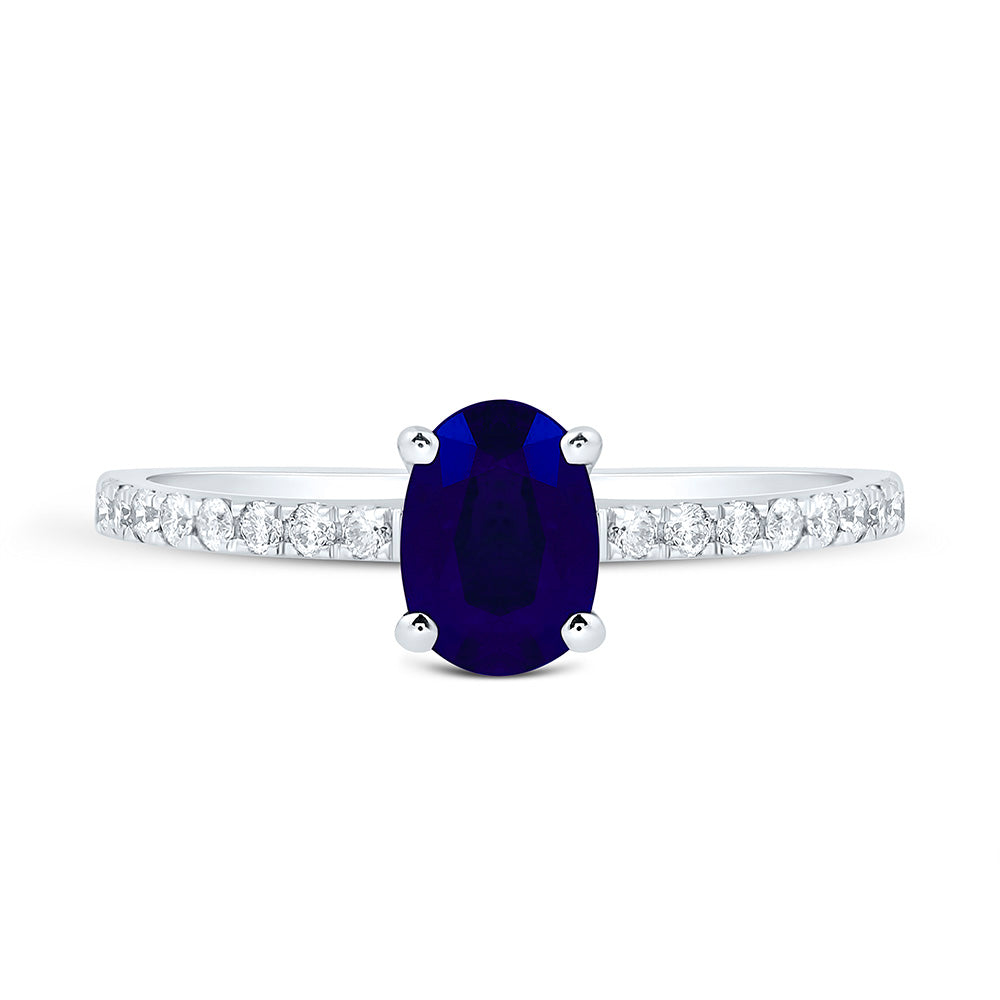 14K Yellow Or White Gold 1/5 Cttw Natural Diamond Cn 7X5Mm Oval Natural Gem Oval Bridal Anniversary Wedding Engagement Band Ring