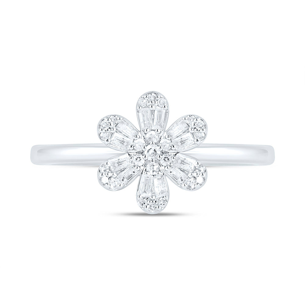 10K Yellow Or White Gold 1/6 Cttw Natural Diamond Nk Fashion Flower Bridal Anniversary Wedding Engagement Band Ring