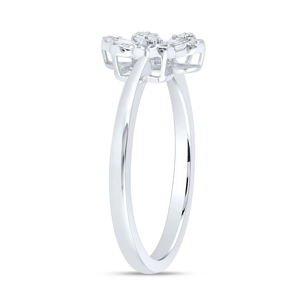 10K Yellow Or White Gold 1/6 Cttw Natural Diamond Nk Fashion Flower Bridal Anniversary Wedding Engagement Band Ring