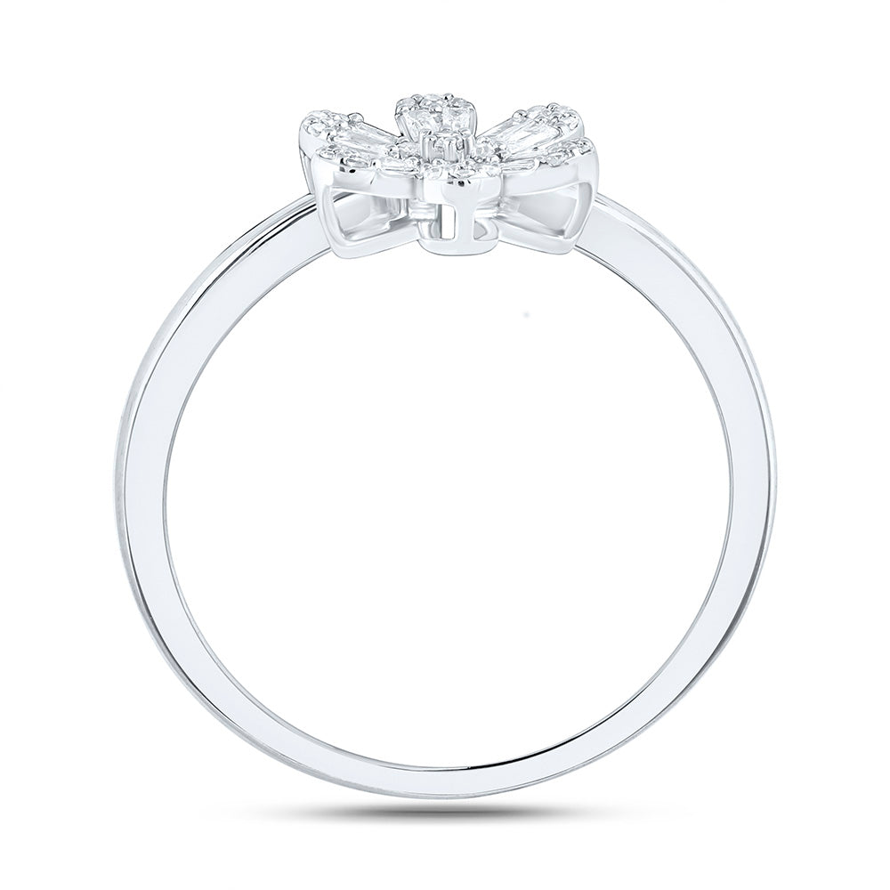 10K Yellow Or White Gold 1/6 Cttw Natural Diamond Nk Fashion Flower Bridal Anniversary Wedding Engagement Band Ring