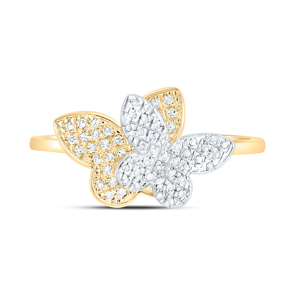 10K Yellow Gold 1/6 Cttw Natural Diamond Nk Fashion Butterfly Bridal Anniversary Wedding Engagement Band Ring