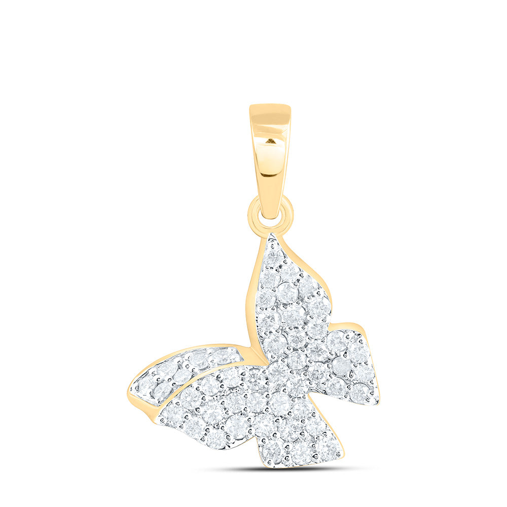 10K Yellow Gold 1/2 Cttw Natural Diamond Nk Fashion Butterfly Pendant