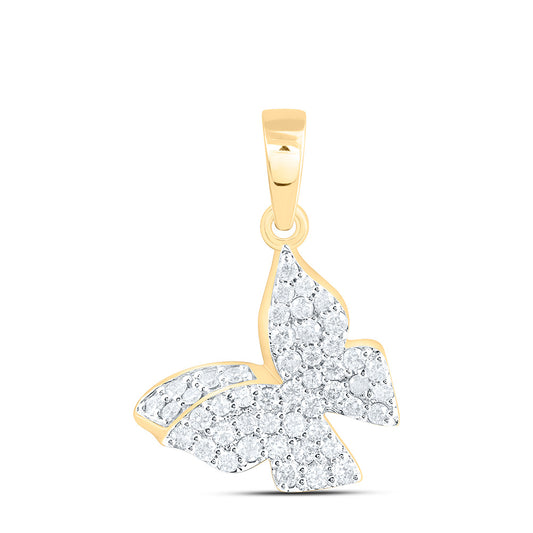 10K Yellow Gold 1/2 Cttw Natural Diamond Nk Fashion Butterfly Pendant