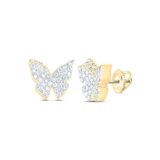 10K Yellow Gold 3/4 Cttw Natural Diamond Nk Fashion Butterfly Earring