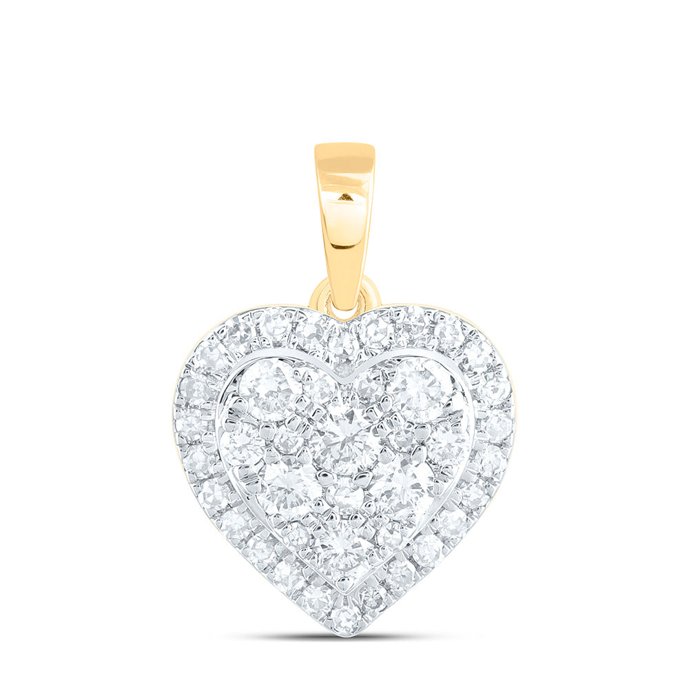 10K Yellow Or White Gold 1/3 Cttw Natural Diamond Nk Fashion Heart Pendant
