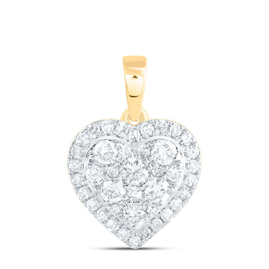 10K Yellow Or White Gold 1/3 Cttw Natural Diamond Nk Fashion Heart Pendant