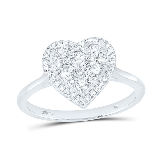 10K Yellow Or White Gold 1/2 Cttw Natural Diamond Nk Fashion Heart Bridal Anniversary Wedding Engagement Band Ring