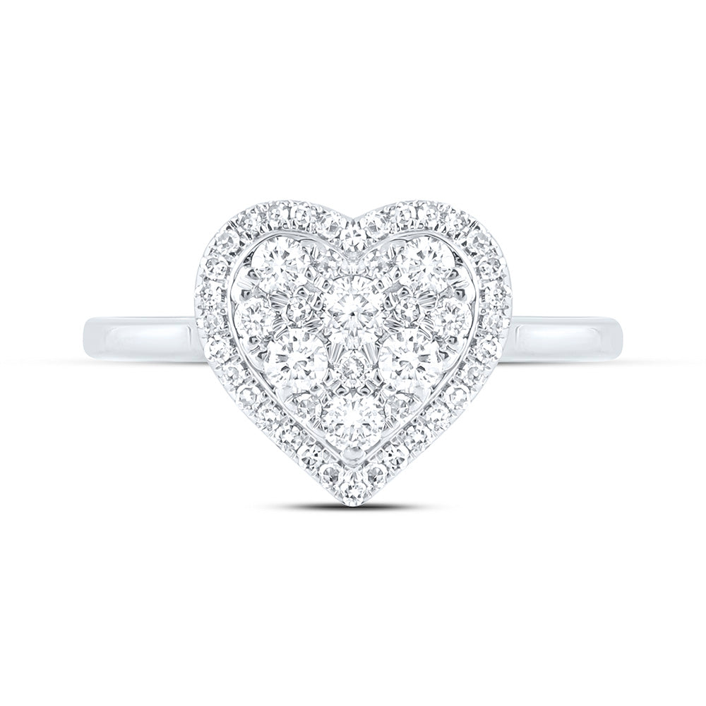 10K Yellow Or White Gold 1/2 Cttw Natural Diamond Nk Fashion Heart Bridal Anniversary Wedding Engagement Band Ring