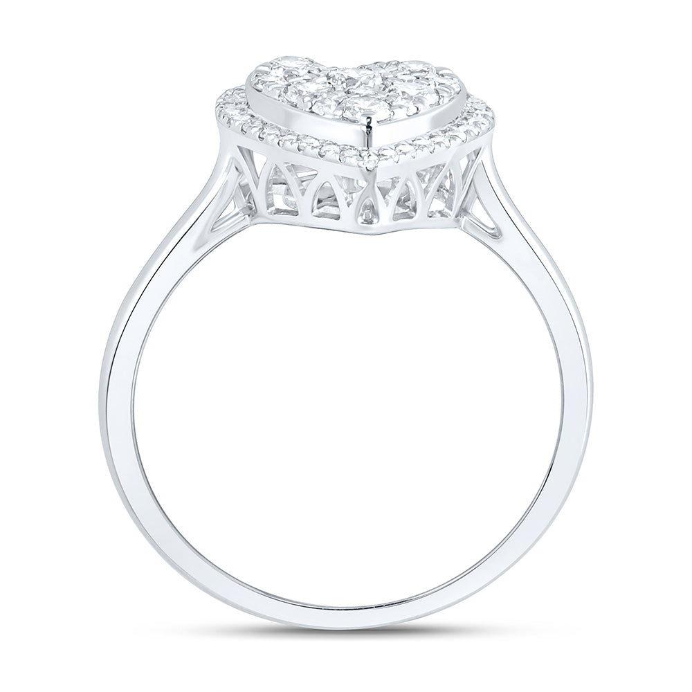 10K Yellow Or White Gold 1/2 Cttw Natural Diamond Nk Fashion Heart Bridal Anniversary Wedding Engagement Band Ring