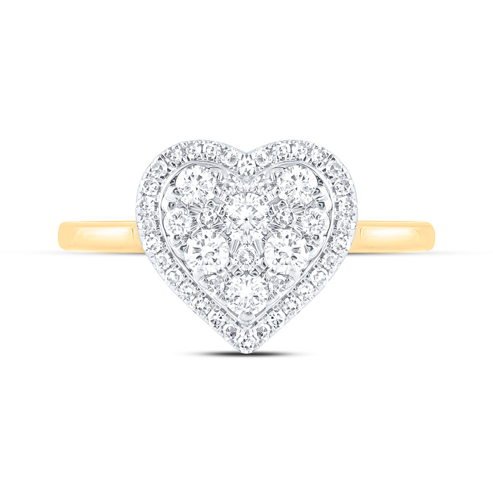 10K Yellow Or White Gold 1/2 Cttw Natural Diamond Nk Fashion Heart Bridal Anniversary Wedding Engagement Band Ring