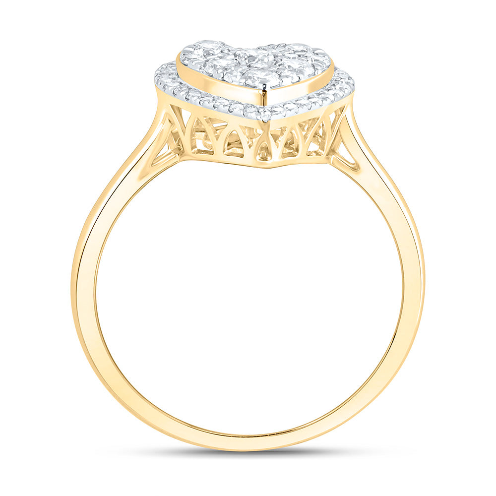 10K Yellow Or White Gold 1/2 Cttw Natural Diamond Nk Fashion Heart Bridal Anniversary Wedding Engagement Band Ring