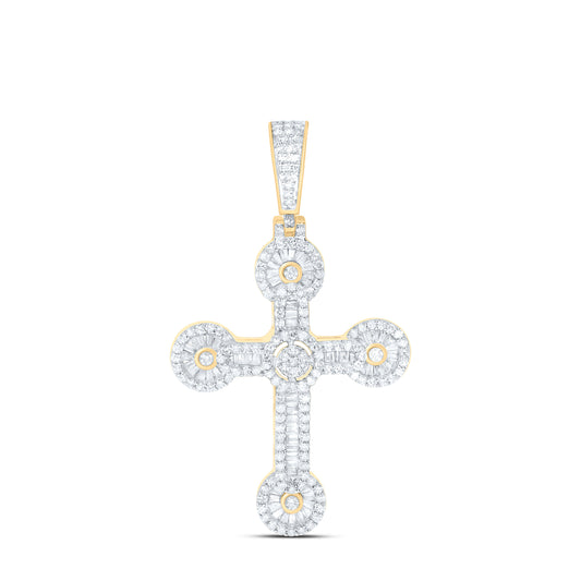 10K Yellow Gold 1 Cttw Natural Diamond Nk Fashion Cross Pendant