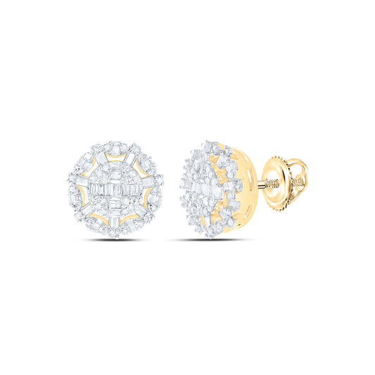 10K Yellow Gold 1/2 Cttw Natural Diamond Nk Fashion Round Earring, L: 10.6 Mm