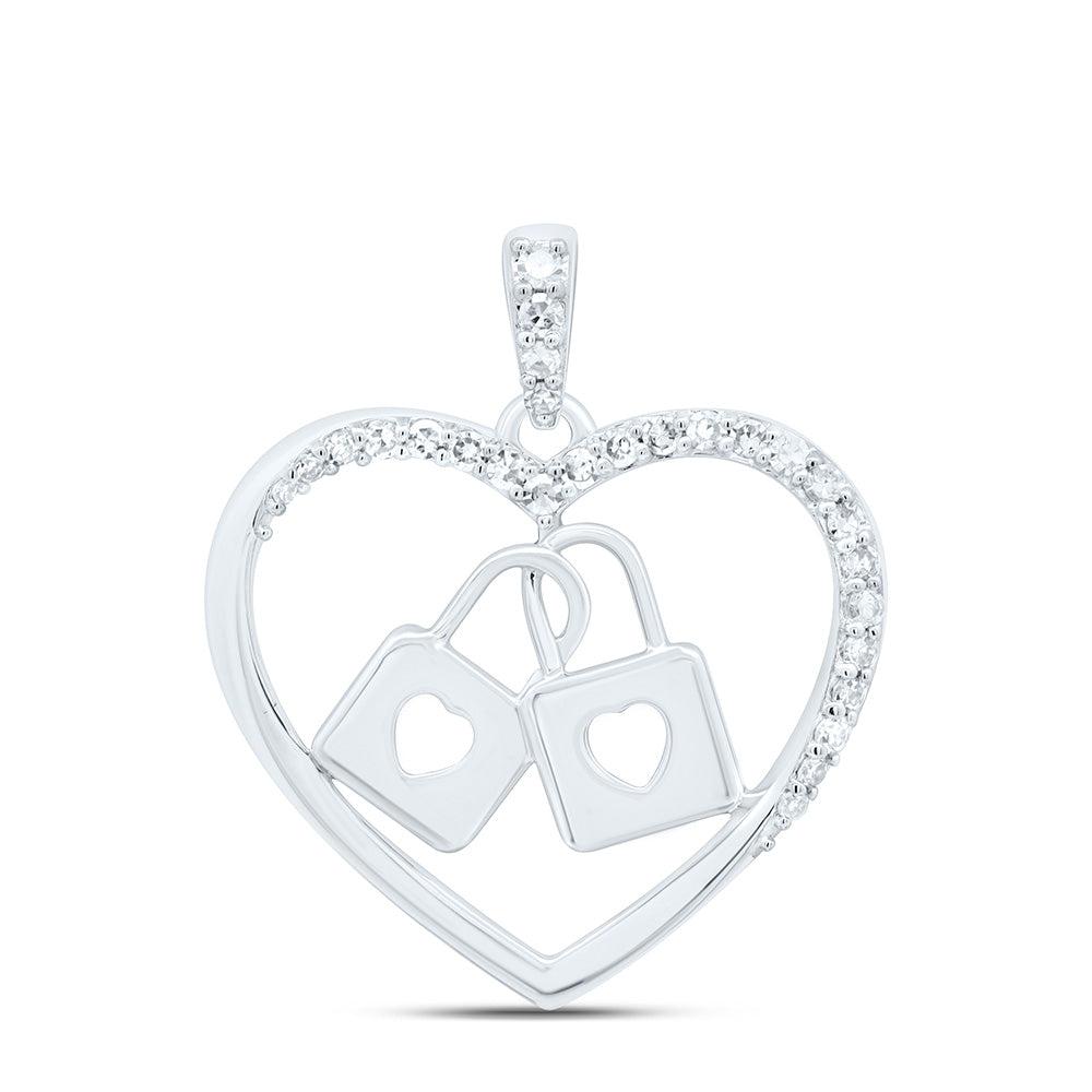 10K Yellow Or White Gold 1/8 Cttw Natural Diamond Nk Fashion Heart Pendant