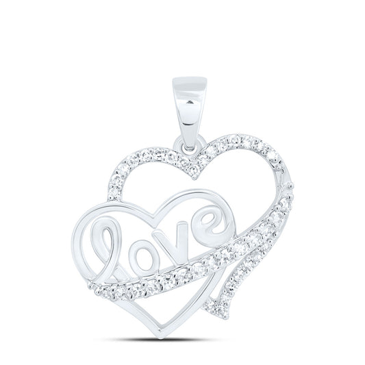 10K Yellow Or White Gold 1/8 Cttw Natural Diamond Nk Fashion Love Heart Pendant