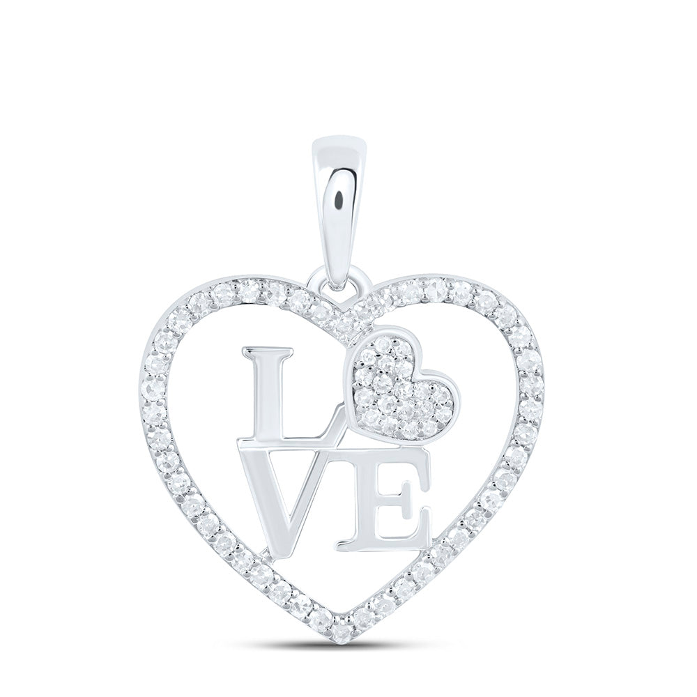 10K Yellow Or White Gold 1/4 Cttw Natural Diamond Nk Fashion Love Heart Pendant
