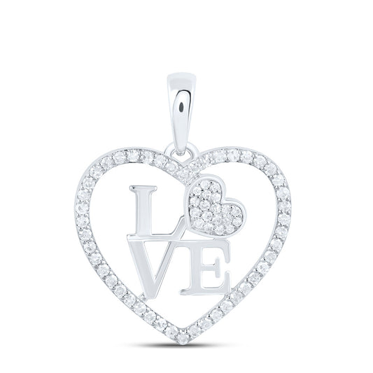 10K Yellow Or White Gold 1/4 Cttw Natural Diamond Nk Fashion Love Heart Pendant