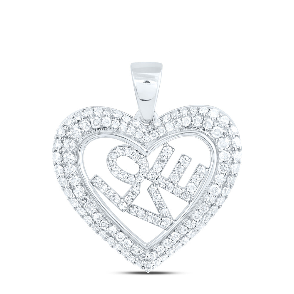 10K Yellow Or White Gold 1/2 Cttw Natural Diamond Nk Fashion Love Heart Pendant