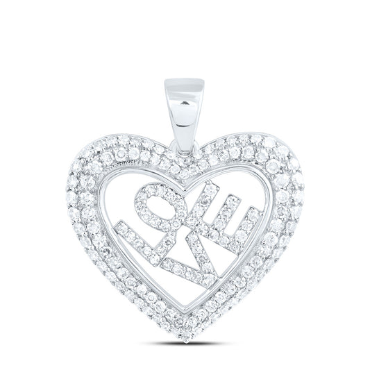 10K Yellow Or White Gold 1/2 Cttw Natural Diamond Nk Fashion Love Heart Pendant