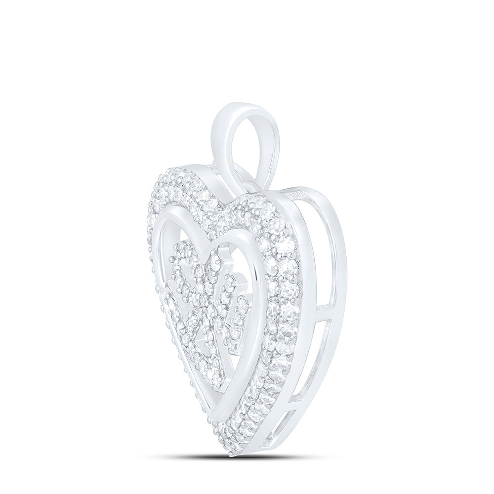 10K Yellow Or White Gold 1/2 Cttw Natural Diamond Nk Fashion Love Heart Pendant