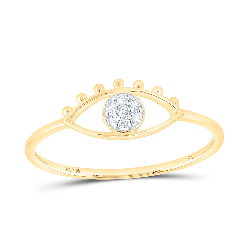 10K Yellow Gold 1/20 Cttw Natural Diamond Nk Gift Evil Eye Bridal Anniversary Wedding Engagement Band Ring