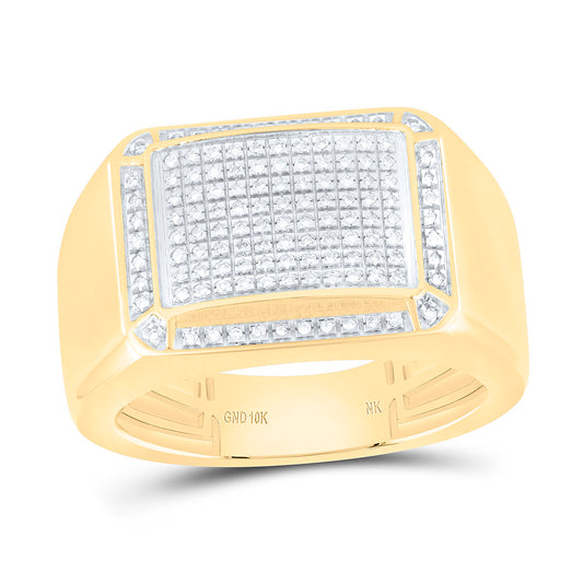 10K Yellow Gold 1/4 Cttw Natural Diamond Nk Mens Bridal Anniversary Wedding Engagement Band Ring